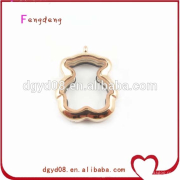 Teddy bear rose gold floating charms locket wholesale